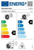 215/65R16 opona BRIDGESTONE BLIZZAK LM005 DRIVEGUARD RFT 98H